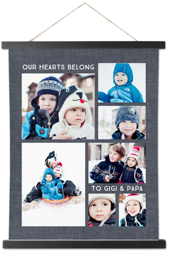Hearts Belong Collage Hanging Canvas Print, Black, 11x14, Black