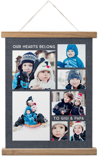 Hearts Belong Collage Hanging Canvas Print, Natural, 11x14, Black, silhouette