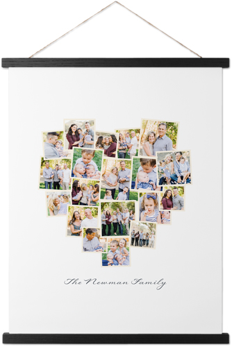 Heart Collage Portrait Hanging Canvas Print, Black, 16x20, White