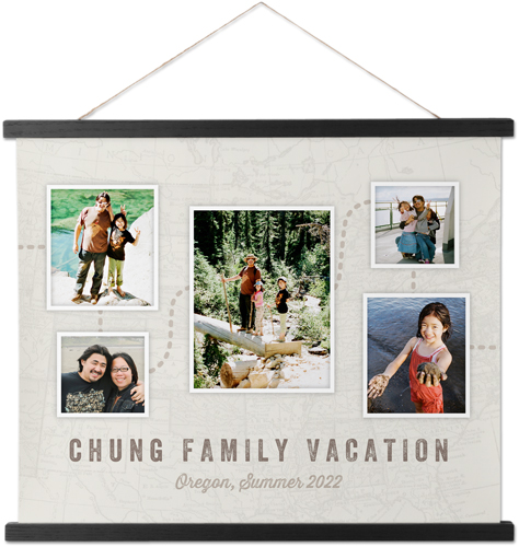 On the Map Hanging Canvas Print, Black, 16x20, Beige, antique white