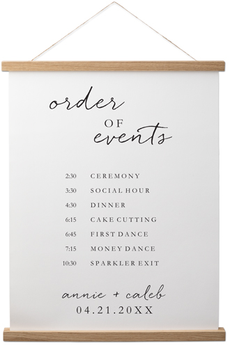 Scripted Order of Events Hanging Canvas Print, Natural, 16x20, White