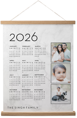 Photo Calendar Hanging Canvas Print, Natural, 16x20, White, white