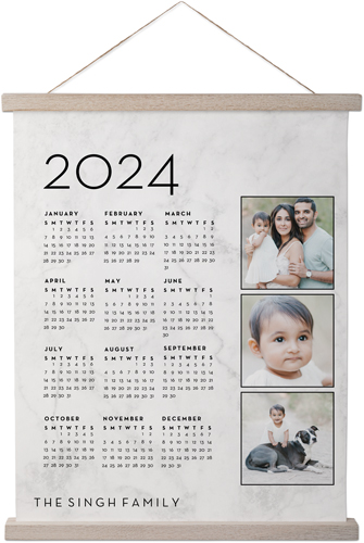 Photo Calendar Hanging Canvas Print, Rustic, 16x20, White