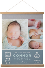 welcome baby boy hanging canvas print