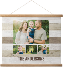 wooden collage of four hanging canvas print