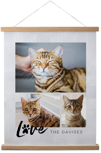 Rustic Love Paw Hanging Canvas Print, Natural, 16x20, Gray, silver lining