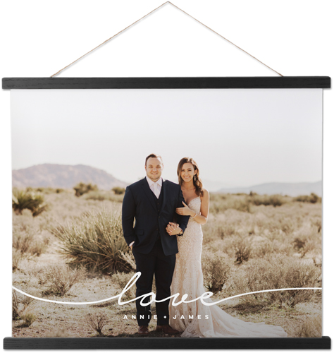 Modern Scripted Love Hanging Canvas Print, Black, 16x20, White