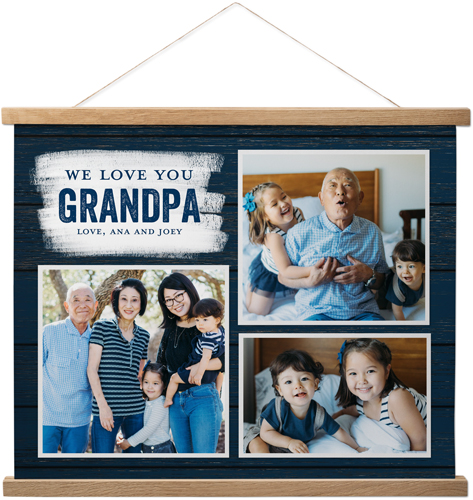 Brushed Collage Hanging Canvas Print, Natural, 16x20, Blue, navy