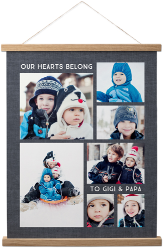 Hearts Belong Collage Hanging Canvas Print, Natural, 16x20, Black, silhouette