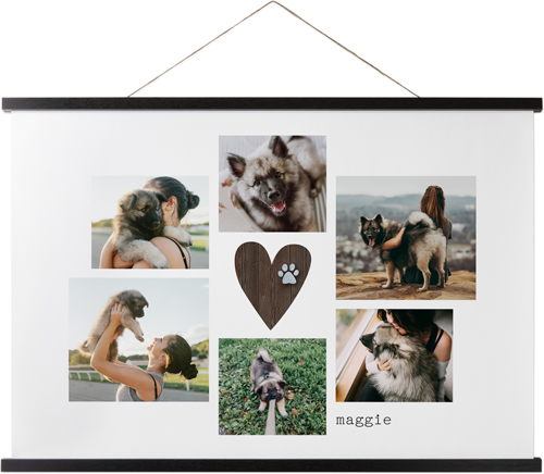 Rustic Paw Heart Hanging Canvas Print, Black, 20x30, Brown