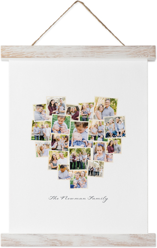 Heart Collage Portrait Hanging Canvas Print, Rustic, 8x10, White
