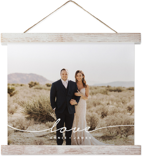 Modern Scripted Love Hanging Canvas Print, Rustic, 8x10, White