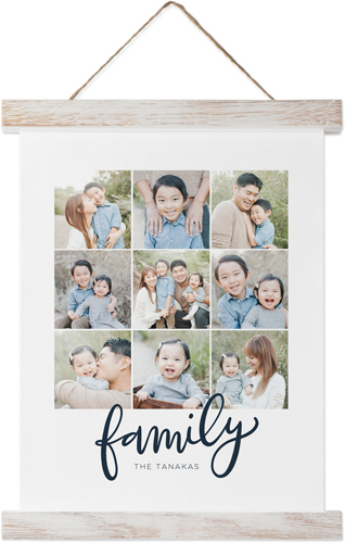 Family Script Collage Hanging Canvas Print, Rustic, 8x10, Black