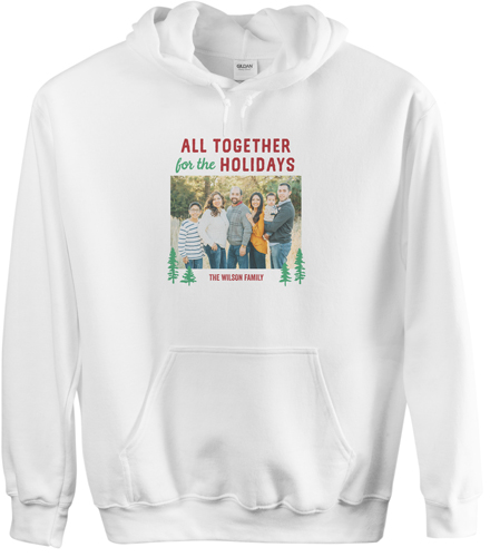 All Together for the Holidays Custom Hoodie, Double Sided, Adult (S), White, Red, marsala
