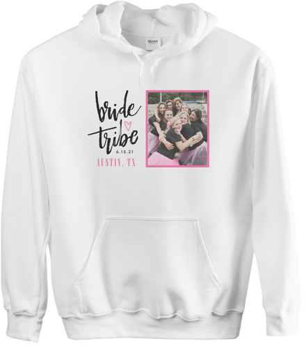 Bride Tribe Custom Hoodie, Single Sided, Adult (S), White, Pink, poppy