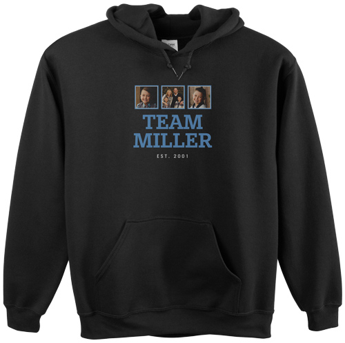 Team Family Gallery Custom Hoodie, Single Sided, Adult (S), Black, Blue