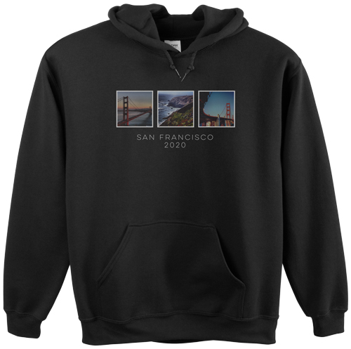 Vacation Gallery of Three Custom Hoodie, Double Sided, Adult (S), Black, White