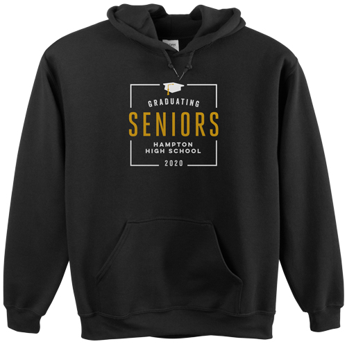 Graduating Seniors Custom Hoodie, Single Sided, Adult (S), Black, Black