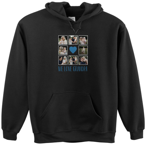 Heart Grid Custom Hoodie, Single Sided, Adult (S), Black, Blue