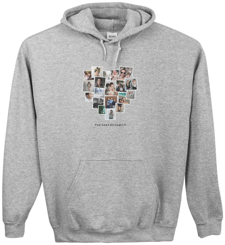 Tilted Heart Collage Custom Hoodie, Single Sided, Adult (S), Gray, White