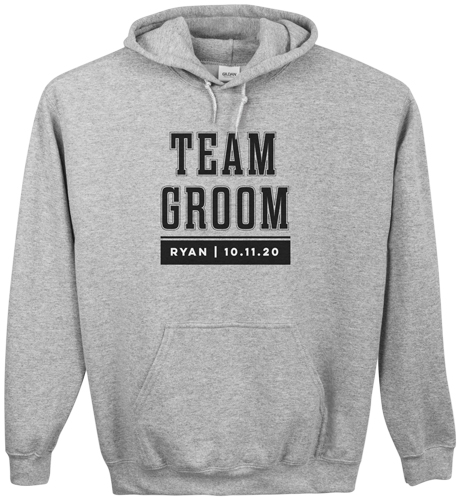 Team Groom Custom Hoodie, Double Sided, Adult (S), Gray, Black