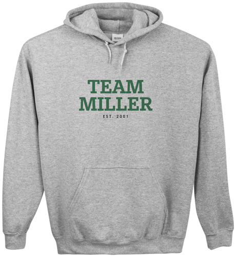 Team Family Custom Hoodie, Single Sided, Adult (S), Gray, Green