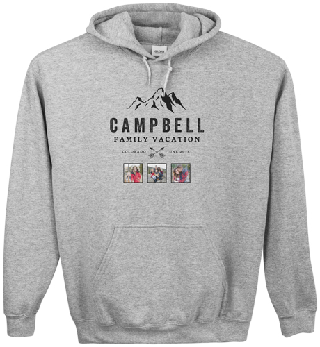 Mountain Vacation Custom Hoodie, Double Sided, Adult (S), Gray, Black