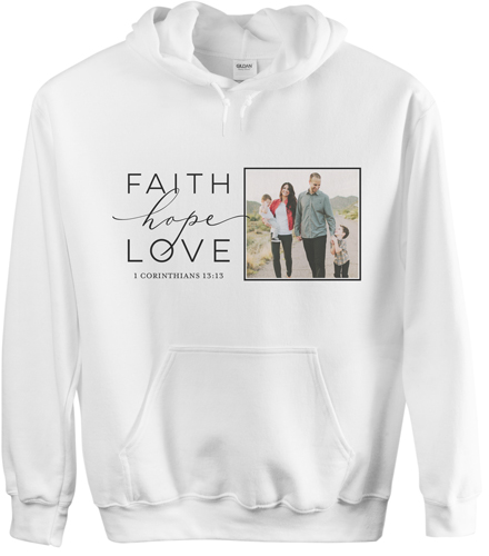 Faith Hope Love Gallery Custom Hoodie, Single Sided, Adult (M), White, Black, black