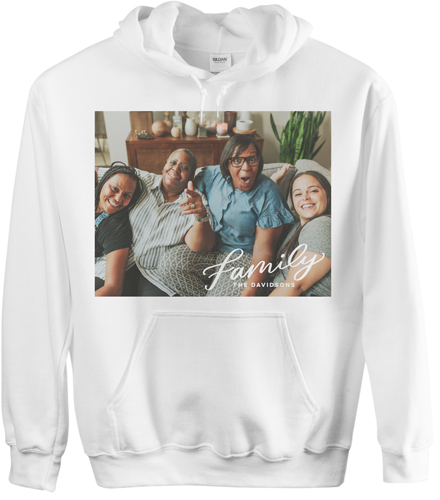 Family Letters Custom Hoodie, Double Sided, Adult (M), White, White