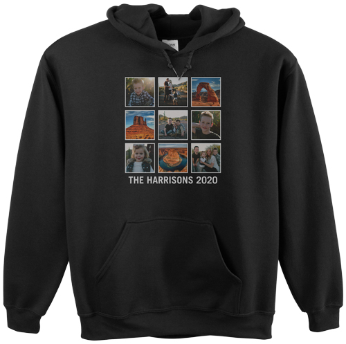 Vacation Gallery of Nine Custom Hoodie, Double Sided, Adult (M), Black, White, white