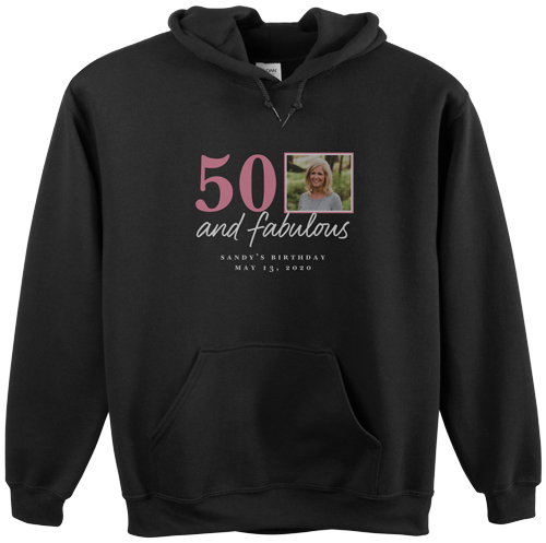 Fabulous Birthday Custom Hoodie, Single Sided, Adult (M), Black, Pink