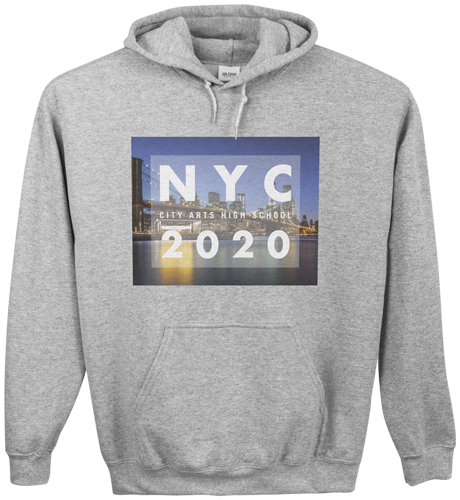 City Vacation Custom Hoodie, Double Sided, Adult (M), Gray, White