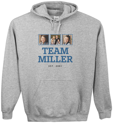 Team Family Gallery Custom Hoodie, Single Sided, Adult (M), Gray, Blue, light blue