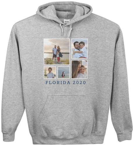 Vacation Gallery of Five Custom Hoodie, Single Sided, Adult (M), Gray, White