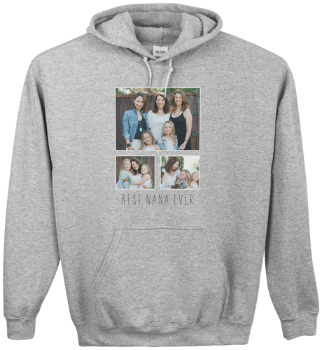 Family Gallery of Three Custom Hoodie, Double Sided, Adult (M), Gray, White