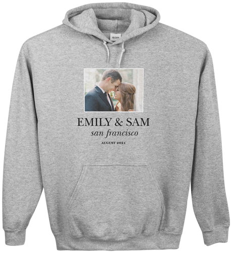 Wedding Gallery of One Custom Hoodie, Single Sided, Adult (M), Gray, White, white