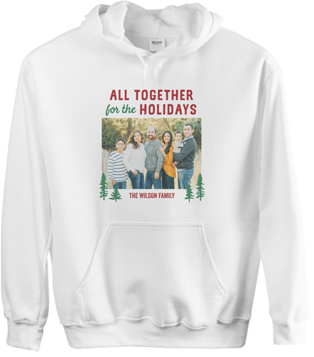 All Together for the Holidays Custom Hoodie, Double Sided, Adult (L), White, Red, marsala