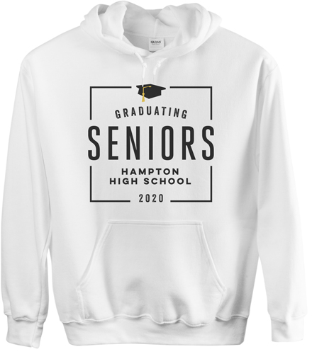 Graduating Seniors Custom Hoodie, Double Sided, Adult (L), White, Black