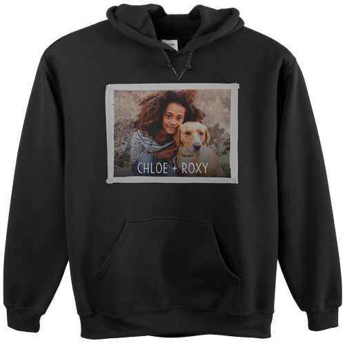 Watercolor Edge Custom Hoodie, Single Sided, Adult (L), Black, Gray, silver lining