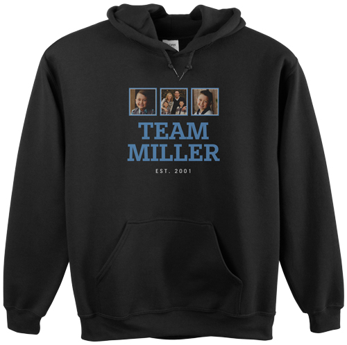 Team Family Gallery Custom Hoodie, Double Sided, Adult (L), Black, Blue