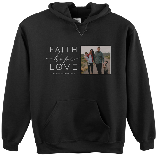 Faith Hope Love Gallery Custom Hoodie, Double Sided, Adult (L), Black, Black