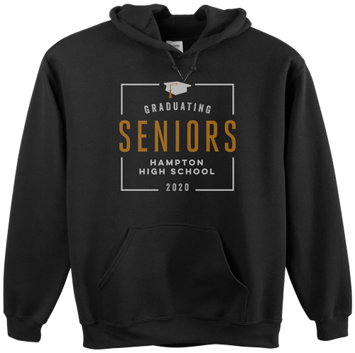 Graduating Seniors Custom Hoodie, Double Sided, Adult (L), Black, Black