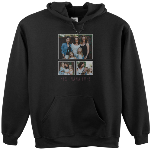 Family Gallery of Three Custom Hoodie, Double Sided, Adult (L), Black, White