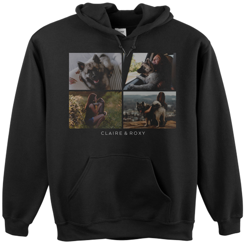 Gallery of Four Custom Hoodie, Single Sided, Adult (L), Black, White