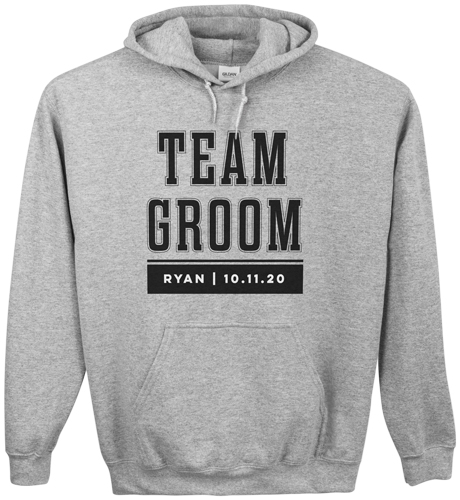 Team Groom Custom Hoodie, Double Sided, Adult (L), Gray, Black