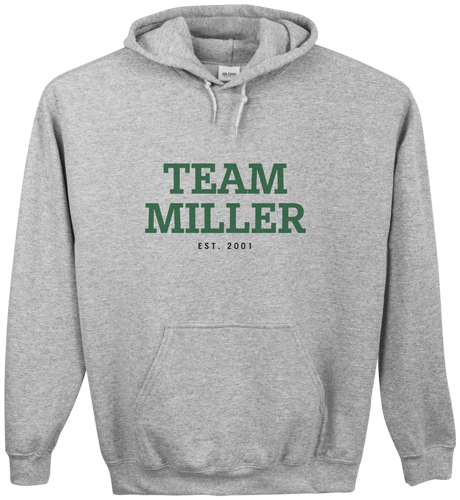 Team Family Custom Hoodie, Single Sided, Adult (L), Gray, Green