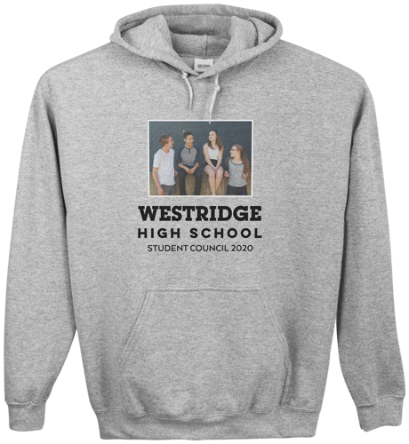 School Gallery of One Custom Hoodie, Single Sided, Adult (L), Gray, White, white