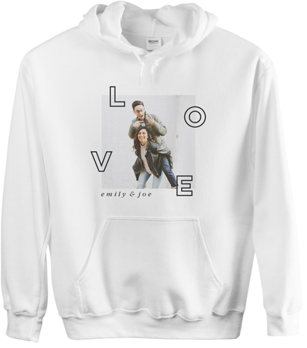 Space for Love Custom Hoodie, Double Sided, Adult (XL), White, Black