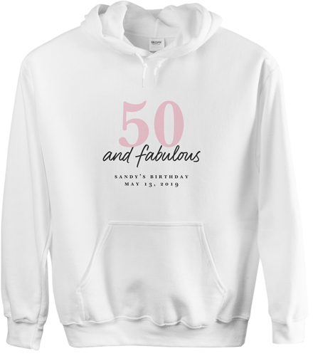 Fabulous Birthday Custom Hoodie, Single Sided, Adult (XL), White, Gray