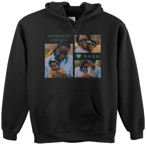 Happy Heart Custom Hoodie, Double Sided, Adult (XL), Black, Blue, boardwalk